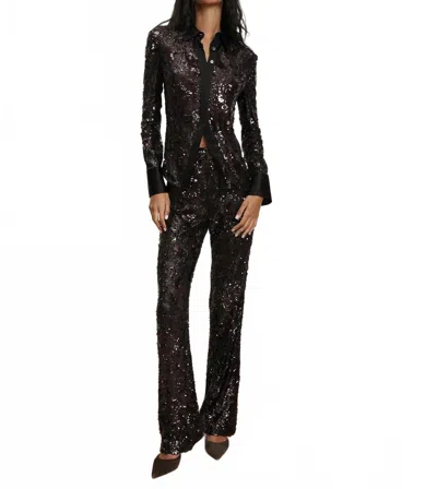 Veronica Beard Collier Sequined Flare Pant In Dark Current In Black
