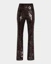Veronica Beard Collier Sequined Satin Flared Pants In Brown