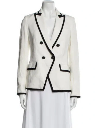 Pre-owned Veronica Beard Colorblock Pattern Blazer In White