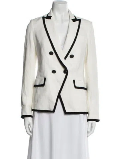 Pre-owned Veronica Beard Colorblock Pattern Blazer In White