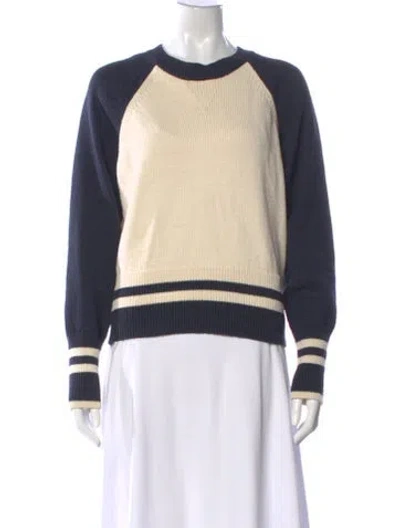 Pre-owned Veronica Beard Colorblock Pattern Crew Neck Sweater In Blue