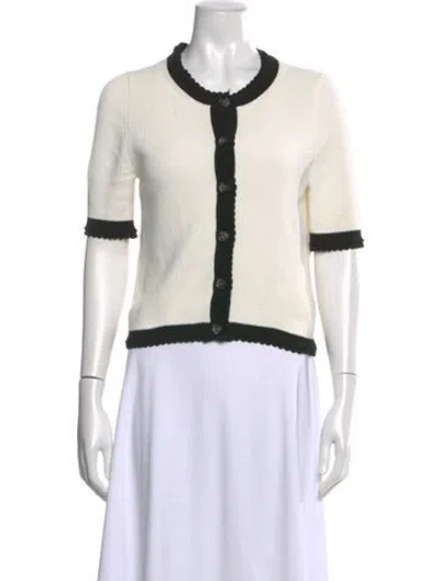 Pre-owned Veronica Beard Colorblock Pattern Crew Neck Sweater In White
