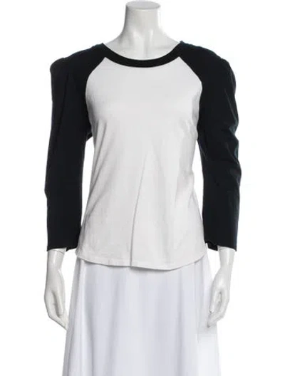 Pre-owned Veronica Beard Colorblock Pattern Crew Neck T-shirt In White