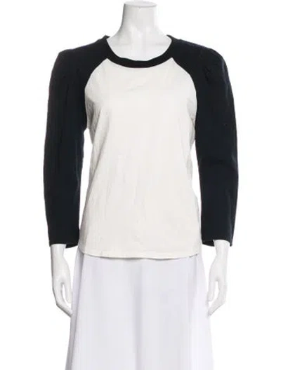 Pre-owned Veronica Beard Colorblock Pattern Crew Neck T-shirt In White
