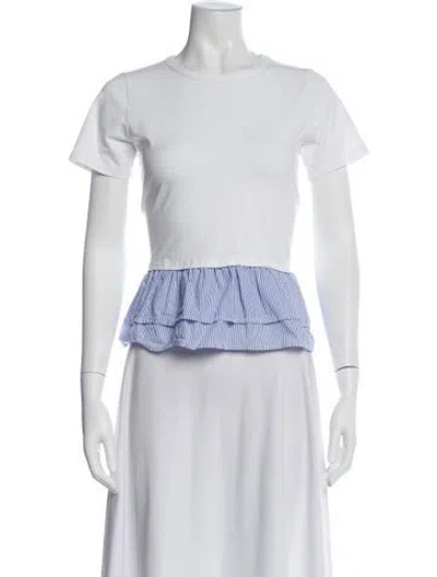 Pre-owned Veronica Beard Colorblock Pattern Crew Neck T-shirt In White