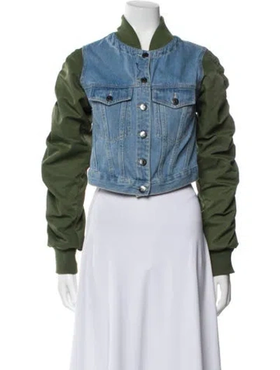 Pre-owned Veronica Beard Colorblock Pattern Denim Jacket In Blue