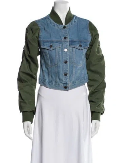 Pre-owned Veronica Beard Colorblock Pattern Denim Jacket In Multi