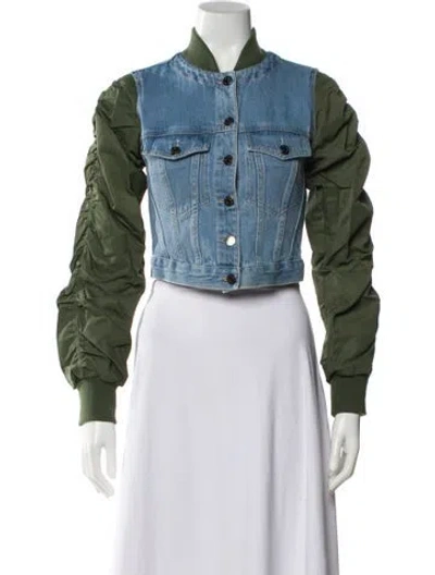 Pre-owned Veronica Beard Colorblock Pattern Denim Jacket In Multi