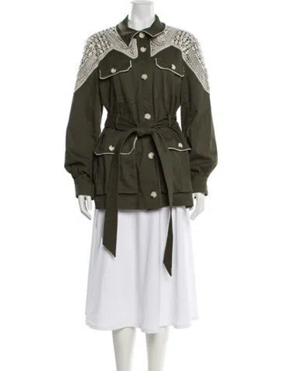 Pre-owned Veronica Beard Colorblock Pattern Jacket In Green