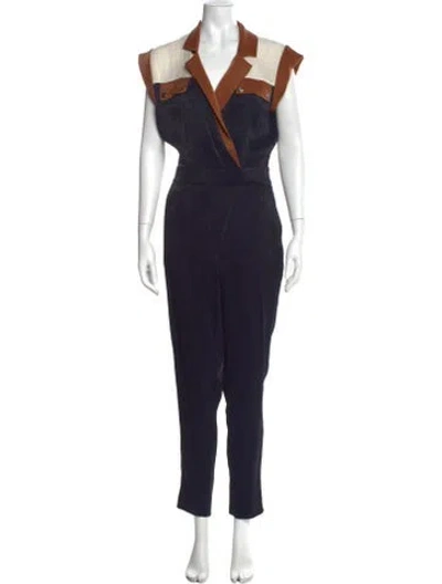 Pre-owned Veronica Beard Colorblock Pattern Jumpsuit In Blue