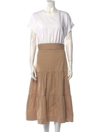 Pre-owned Veronica Beard Colorblock Pattern Long Dress In White