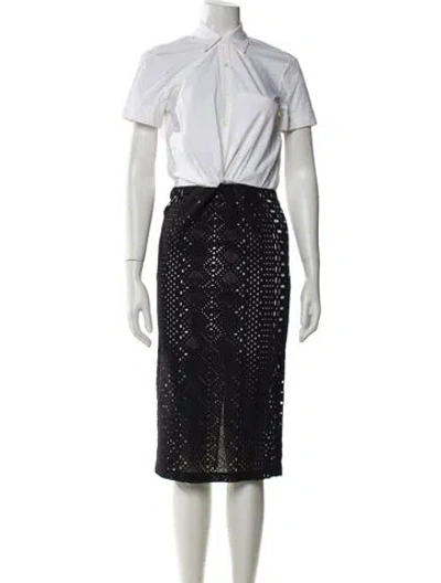 Pre-owned Veronica Beard Colorblock Pattern Midi Length Dress In Black