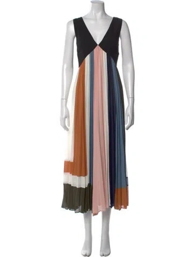 Pre-owned Veronica Beard Colorblock Pattern Midi Length Dress In Black