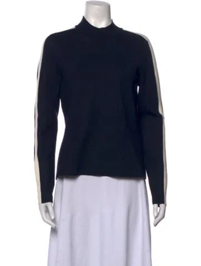 Pre-owned Veronica Beard Colorblock Pattern Mock Neck Sweater In Black