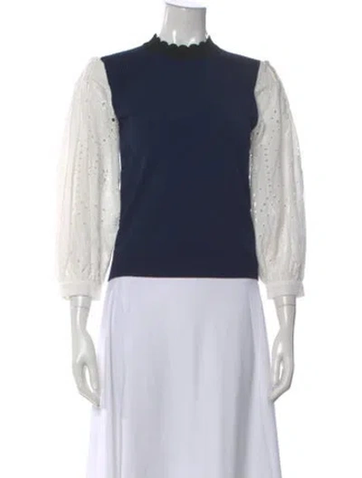 Pre-owned Veronica Beard Colorblock Pattern Mock Neck Sweater In Multi