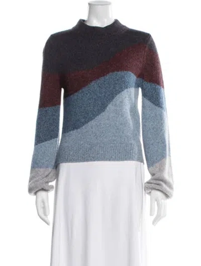 Pre-owned Veronica Beard Colorblock Pattern Mock Neck Sweater In Multi