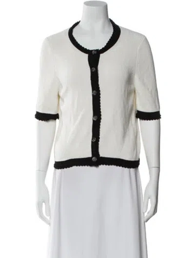 Pre-owned Veronica Beard Colorblock Pattern Scoop Neck Sweater In White