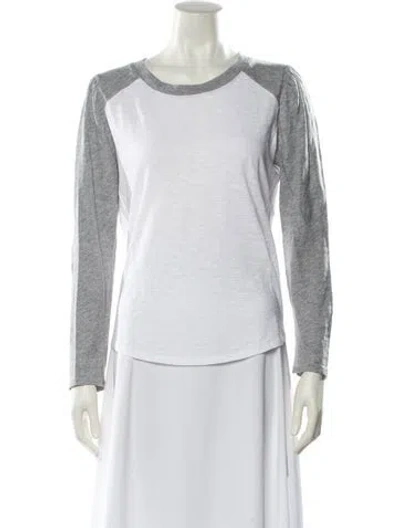 Pre-owned Veronica Beard Colorblock Pattern Scoop Neck T-shirt In White