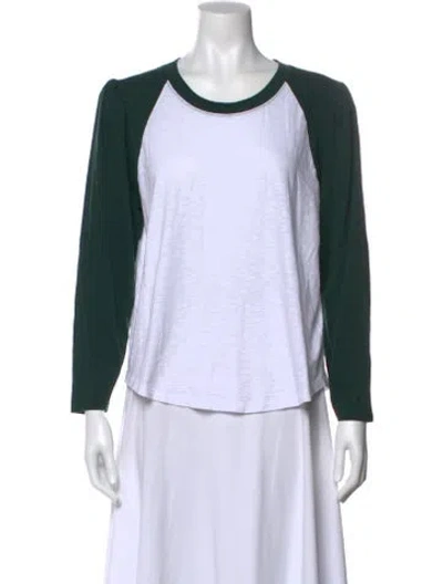 Pre-owned Veronica Beard Colorblock Pattern Scoop Neck T-shirt In White