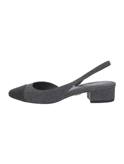Pre-owned Veronica Beard Colorblock Pattern Slingback Flats In Blue