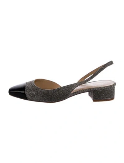 Pre-owned Veronica Beard Colorblock Pattern Slingback Flats In Gray