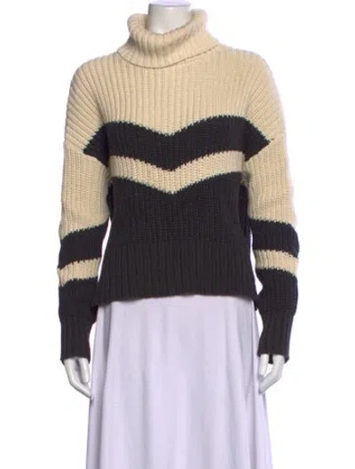 Pre-owned Veronica Beard Colorblock Pattern Turtleneck Sweater In Neutral