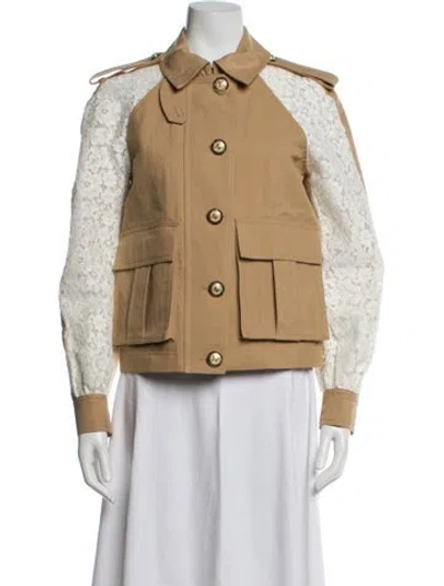 Pre-owned Veronica Beard Colorblock Pattern Utility Jacket In Neutral