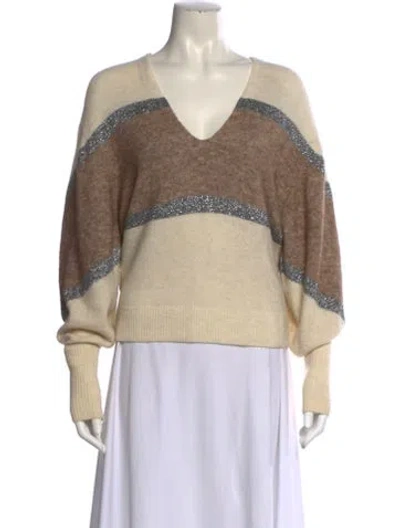 Pre-owned Veronica Beard Colorblock Pattern V-neck Sweater