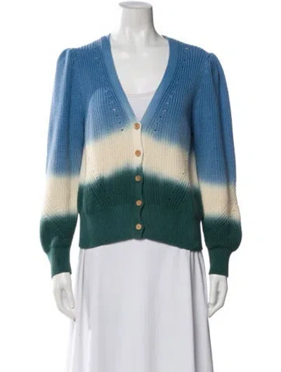 Pre-owned Veronica Beard Colorblock Pattern V-neck Sweater In Blue