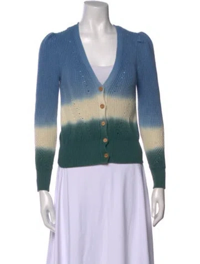 Pre-owned Veronica Beard Colorblock Pattern V-neck Sweater In Blue