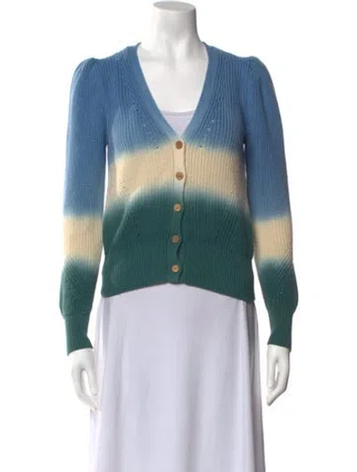 Pre-owned Veronica Beard Colorblock Pattern V-neck Sweater In Blue