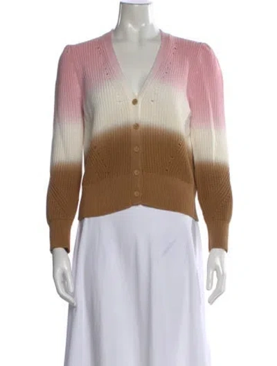 Pre-owned Veronica Beard Colorblock Pattern V-neck Sweater In Multi