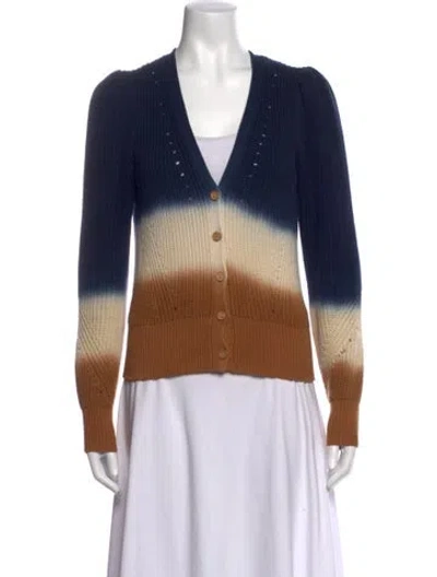 Pre-owned Veronica Beard Colorblock Pattern V-neck Sweater In Neutrals