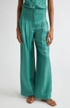 Veronica Beard Colter Geo Print Wide Leg Pants In Green