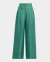 Veronica Beard Colter Geo Print Wide Leg Pants In Green