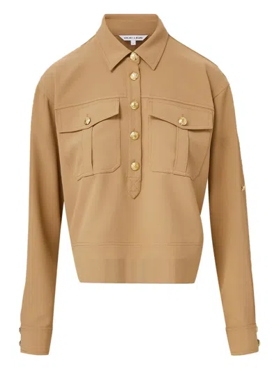 Veronica Beard Colvin Button-fastening Pocket Blouse In Brown