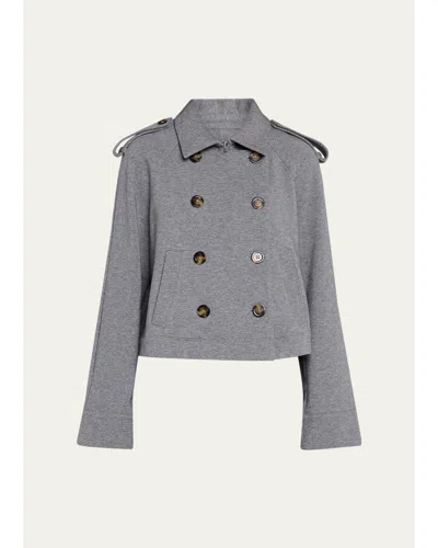 Veronica Beard Conneley Cotton-blend Double-breasted Crop Trench Coat In Gray