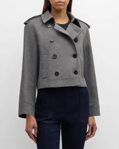 Veronica Beard Conneley Cropped Trench Coat In Grey