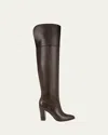 Veronica Beard Conrad Over The Knee Boot In Espresso Brown Leather