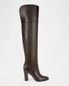 Veronica Beard Conrad Over The Knee Boot In Espresso Brown Leather