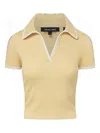 Veronica Beard Kearney Contrast Trim Rib Polo In Brown