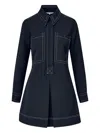 Veronica Beard Contrast-stitch Shirt Mini Dress In Blue