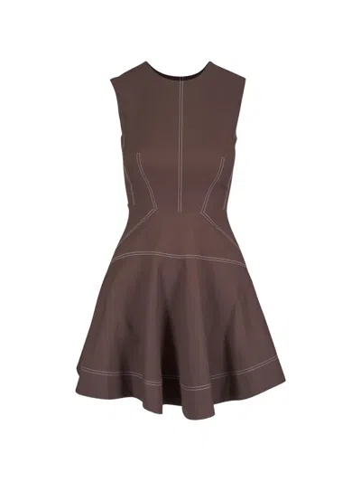 Veronica Beard Contrast-stitch Sleeveless Dress In Brown