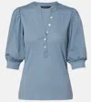 Veronica Beard Coralee Cotton-blend Blouse In Blue