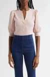 Veronica Beard Coralee Front Button Blouse In Pink Clay