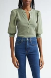 Veronica Beard Coralee Front Button Blouse In Sage