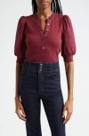 Veronica Beard Coralee Front Button Blouse In Wine