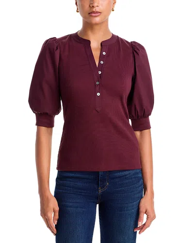 Veronica Beard Coralee Henley Cotton Stretch Top In Yellow
