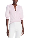 Veronica Beard Coralee Puff Sleeve Button-front Top In Barely Orchid