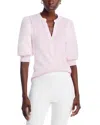 Veronica Beard Coralee Puff Sleeve Button-front Top In Barely Orchid